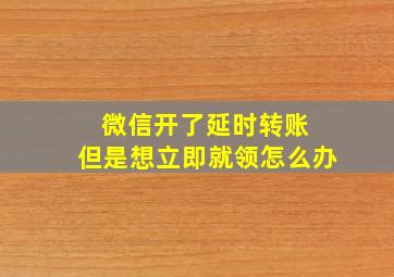 微信开了延时转账 但是想立即就领怎么办